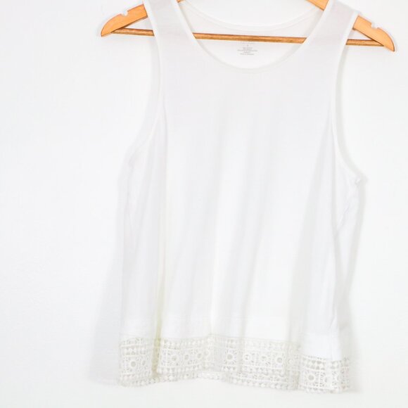 *a.n.a White Tank Top with Lace Trim - Picture 4 of 8